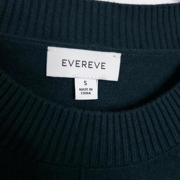 Evereve Sweater Womens Small Ribbed Crewneck Dark Emerald Mid Weight Office - Picture 6 of 8